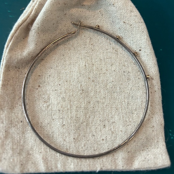 EUC Jes Maharry starlight Diamond 14k and sterling 3” hoop earrings - Picture 3 of 7